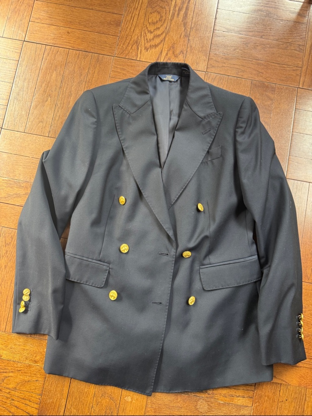 Brooks Brothers Navy Wool Blazer with Gold Lettering